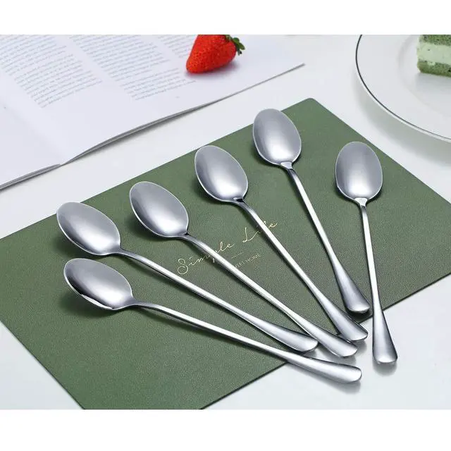 Alt view image 2 of 7 - Stainless Steel 7.5" Long Handle Iced Tea Spoons - Mixing, Coffee, Stirring, Cocktail & Latte Spoons - Pack of 6