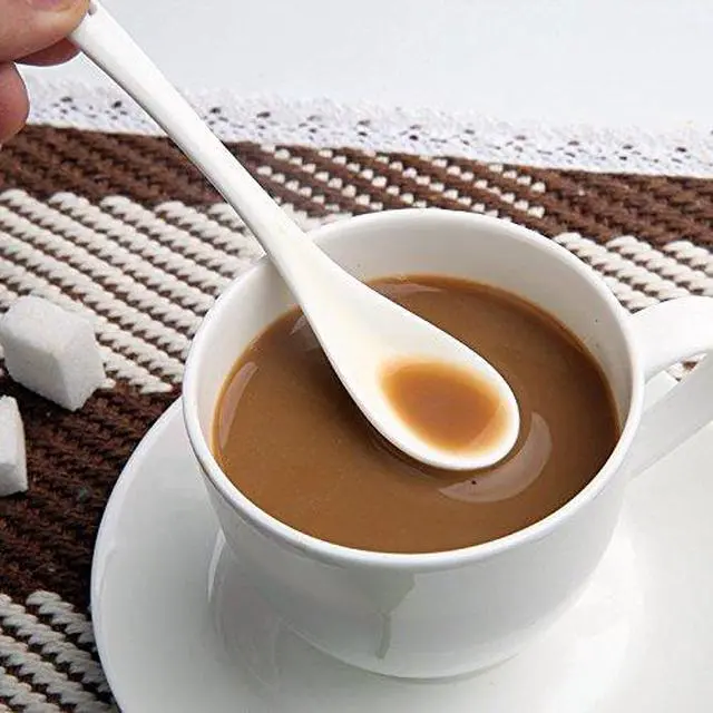 Alt view image 4 of 6 - 5 Inches White Ceramic Spoon for Coffee,Tea,Yogurt,Ice-cream,Appetizers and Desserts