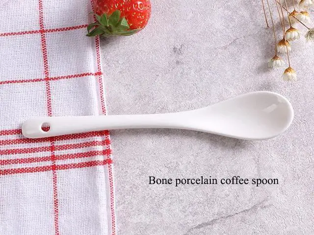 Alt view image 5 of 6 - 5 Inches White Ceramic Spoon for Coffee,Tea,Yogurt,Ice-cream,Appetizers and Desserts