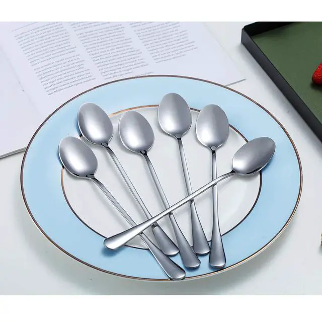 Alt view image 3 of 7 - Stainless Steel 7.5" Long Handle Iced Tea Spoons - Mixing, Coffee, Stirring, Cocktail & Latte Spoons - Pack of 6