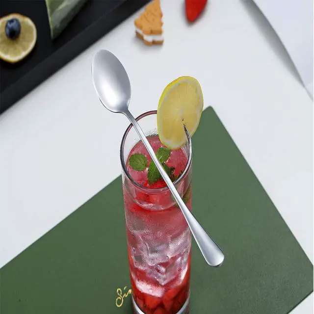 Alt view image 4 of 7 - Stainless Steel 7.5" Long Handle Iced Tea Spoons - Mixing, Coffee, Stirring, Cocktail & Latte Spoons - Pack of 6