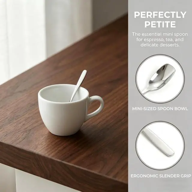 Alt view image 4 of 7 - Espresso Spoons Set of 6 | 3.94" Small Stainless Steel Coffee Spoons