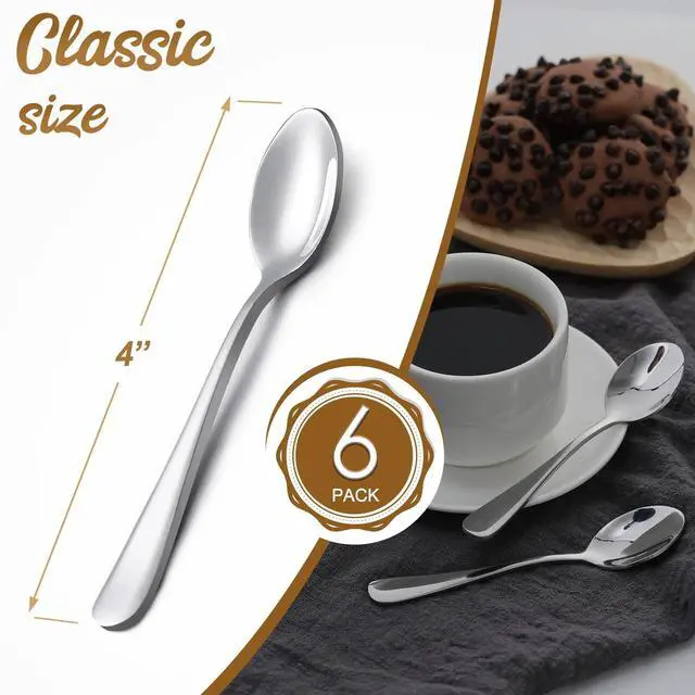 Alt view image 2 of 7 - 6-Piece Demitasse Espresso Spoons, 4 Inches Stainless Steel Mini Coffee Spoons