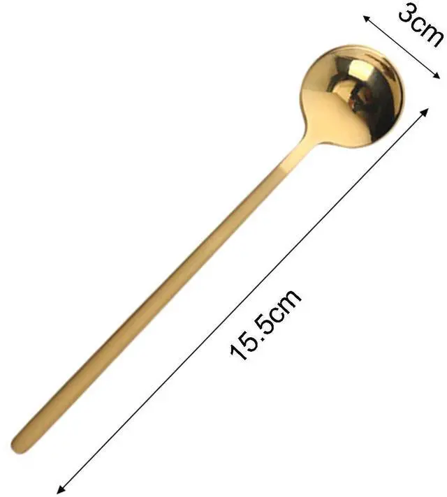 Alt view image 2 of 7 - 6 Pcs Coffee Spoons Stainless Steel Tea Spoon Round Dessert Spoon Long Handle Spoons for Hot Chocolate Ice Tea Latte Dessert Espresso Golden