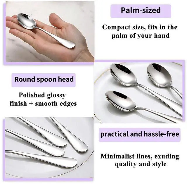 Alt view image 3 of 7 - Demitasse Espresso Spoons 12 Pieces 5", Berglander Stainless Steel Mini Coffee Spoons Set, Metal Small Spoons for Dessert, Ice Cream, Tea, Home Kitchen, Restaurant, Party, Dishwasher Safe