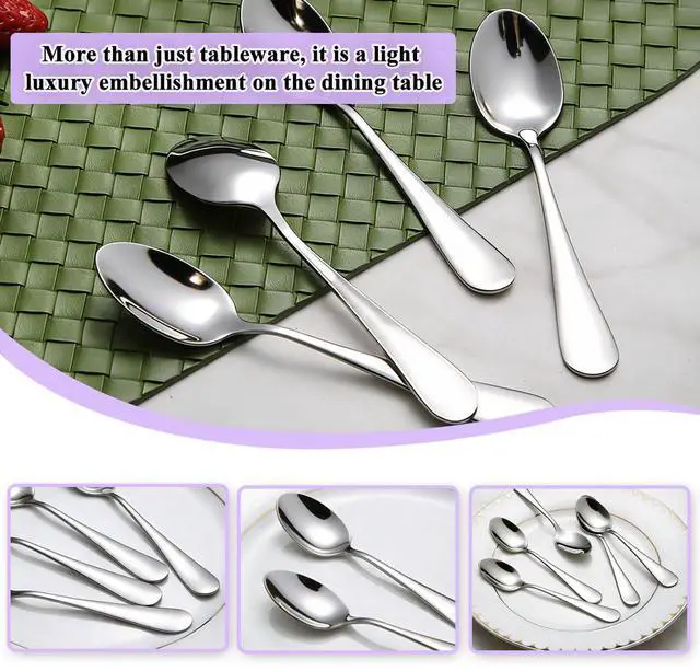 Alt view image 6 of 7 - Demitasse Espresso Spoons 12 Pieces 5", Berglander Stainless Steel Mini Coffee Spoons Set, Metal Small Spoons for Dessert, Ice Cream, Tea, Home Kitchen, Restaurant, Party, Dishwasher Safe