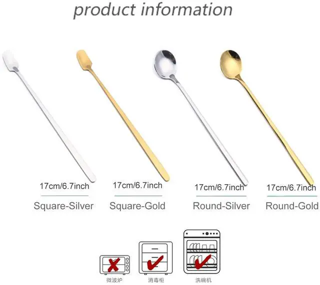 Alt view image 2 of 2 - 4 Pack Stainless Steel Coffee Spoon, 6.7 Inch Stirring Spoons, Cocktail Stirring Spoons for Coffee Tea Dessert Cake Ice Cream Cappuccino (Silver)