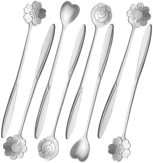 Main image of Long Handle Coffee Spoons, 8 Pk, 7", Silver