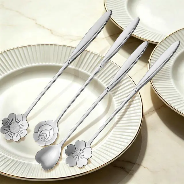 Alt view image 3 of 7 - Long Handle Coffee Spoons, 8 Pk, 7", Silver