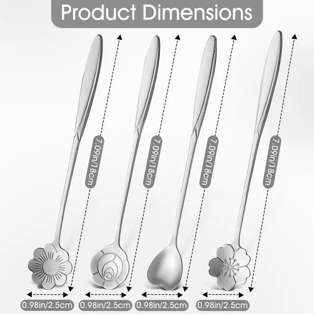 Alt view image 2 of 7 - Long Handle Coffee Spoons, 8 Pk, 7", Silver