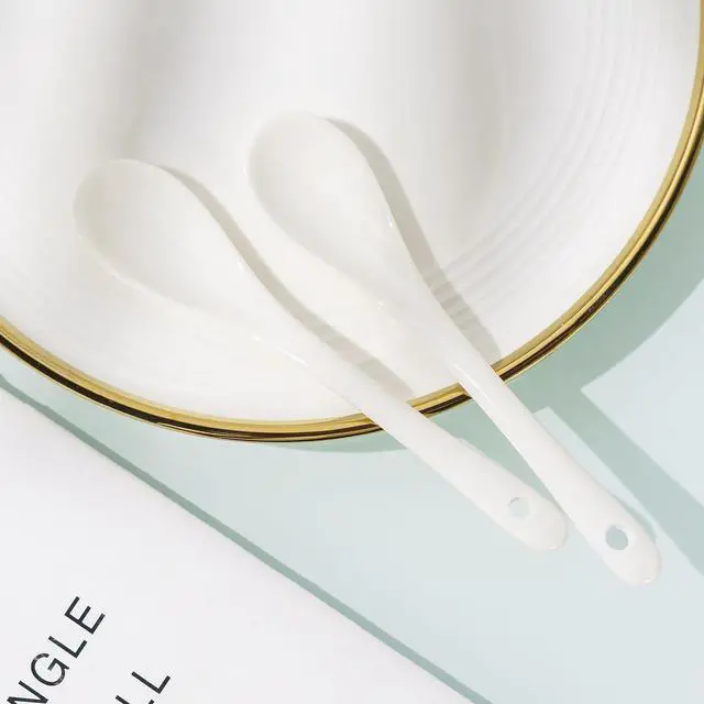 Alt view image 5 of 6 - Set of 6 Premium White Porcelain Coffee Spoons for Espresso, Tea, Sauces, and Desserts,(13cm,5.12inch)