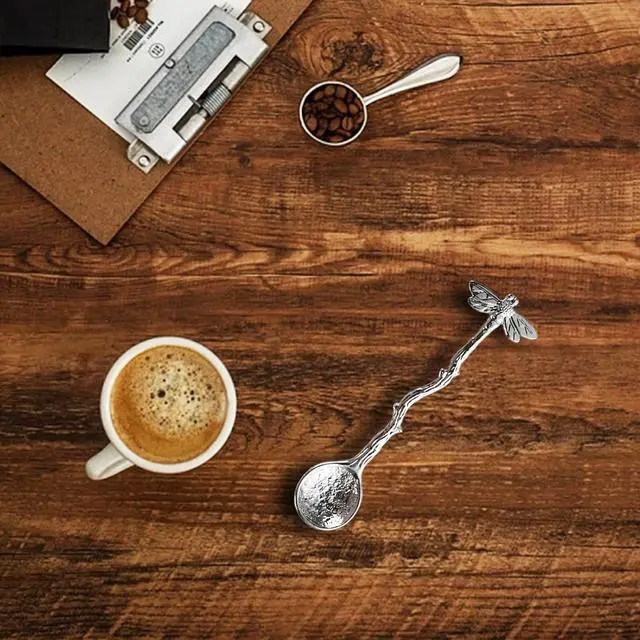 Alt view image 3 of 7 - Retro Dragonfly Stainless Steel Coffee Spoon, Dessert Teaspoon, Creative Kitchen Gadget (Silver)