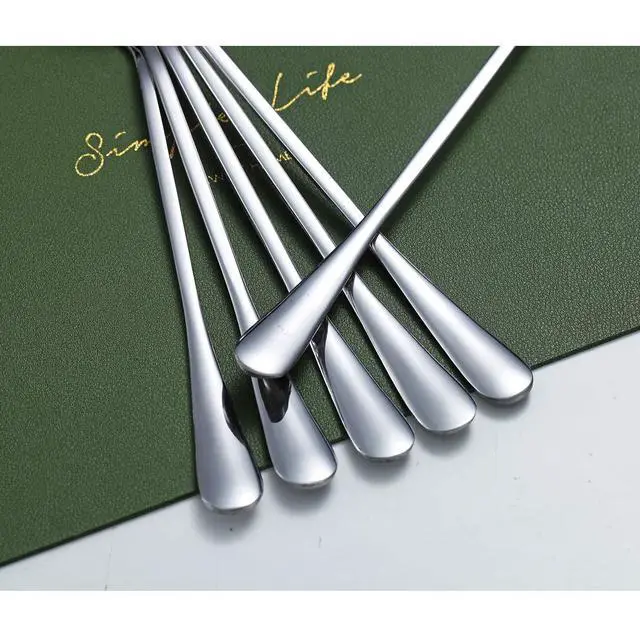 Alt view image 7 of 7 - Stainless Steel 7.5" Long Handle Iced Tea Spoons - Mixing, Coffee, Stirring, Cocktail & Latte Spoons - Pack of 6