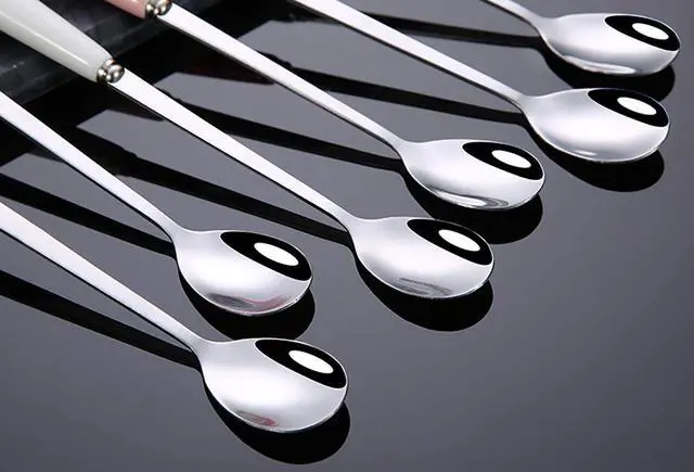 Alt view image 6 of 7 - 3PCS Mixing Spoons for Coffee, Dessert, Ice Cream, Milkshake, Stainless Steel Iced Teaspoon with Ceramic Handle Tablespoons Espresso Cocktail Stirring Spoons, 6.8-Inch (Red)