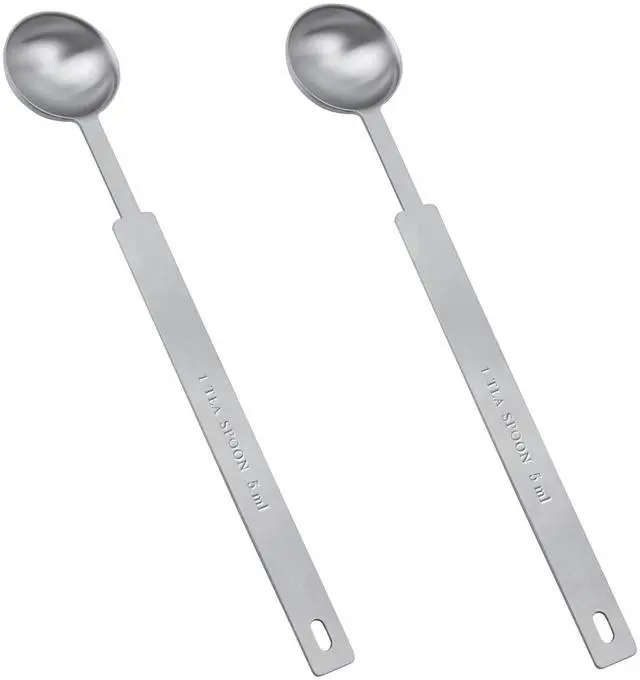 Main image of 2 Pcs Teaspoon Measuring Spoons, 5mL (5 cc | 1/6 oz) Stainless Steel Teaspoon Scoop, Long Handle Metal Measuring Spoons for Cooking,Baking