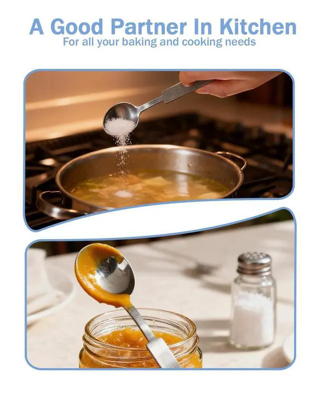 Alt view image 4 of 6 - 2 Pcs Teaspoon Measuring Spoons, 5mL (5 cc | 1/6 oz) Stainless Steel Teaspoon Scoop, Long Handle Metal Measuring Spoons for Cooking,Baking