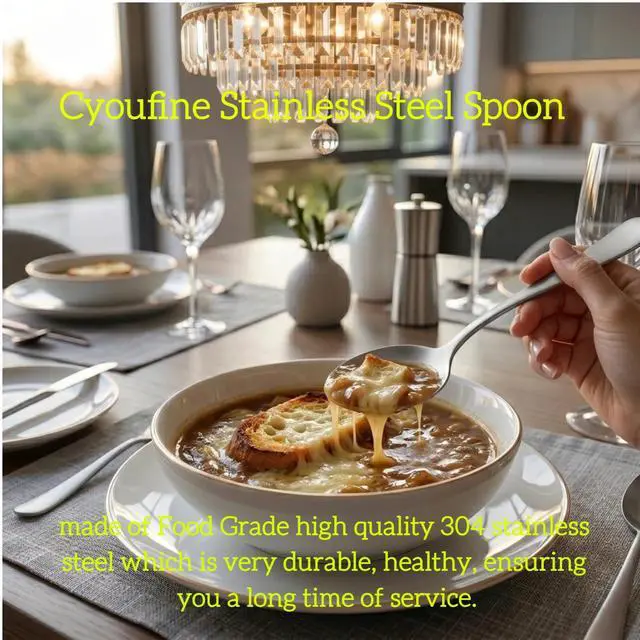 Alt view image 3 of 5 - 5 Color Soup Spoon set, Round Stainless Steel Bouillon Spoons 6-inch Metal Soup Spoon Flatware Set