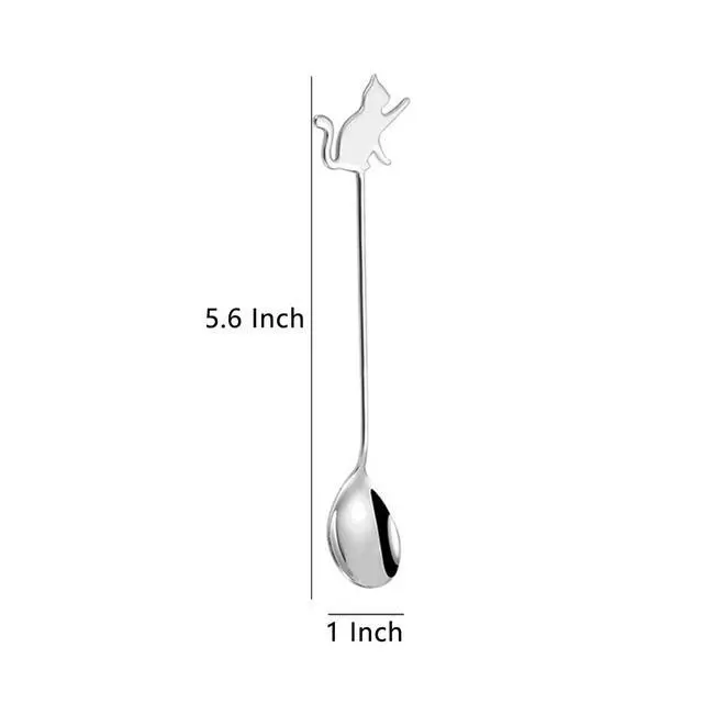 Alt view image 2 of 5 - Stainless Steel Mini Coffee Espresso Spoon, Dessert Teaspoons Small Soup Spoons, Silver Cute Animals Coffee Spoon, 5.6 inch, Set of 4