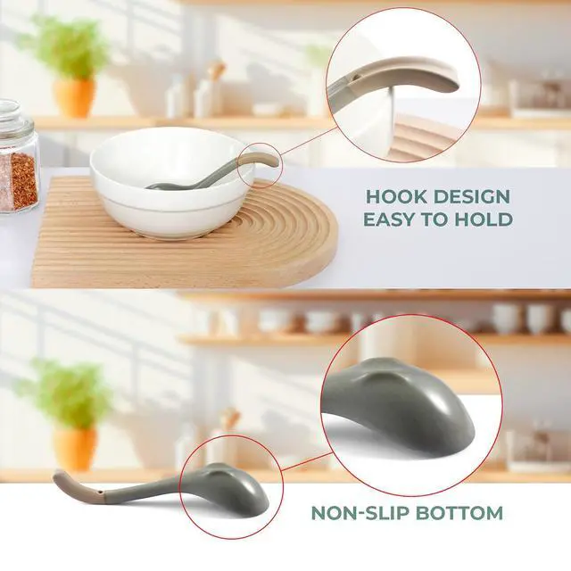 Alt view image 3 of 6 - Asian Ceramic Soup Spoon, with Long Handle Easy to Hold, Non-slip Bottom, for Japanese Ramen, Chinese and Vietnamese Wonton, Noodle Soup Spoons (V38)