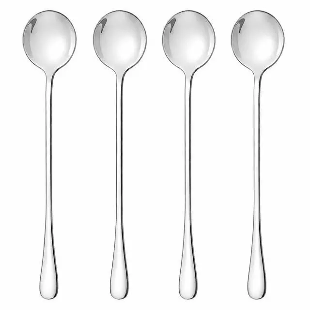 Main image of Coffee Spoons Set of 4, 7.28 in Long Handle Stainless Steel Teaspoons