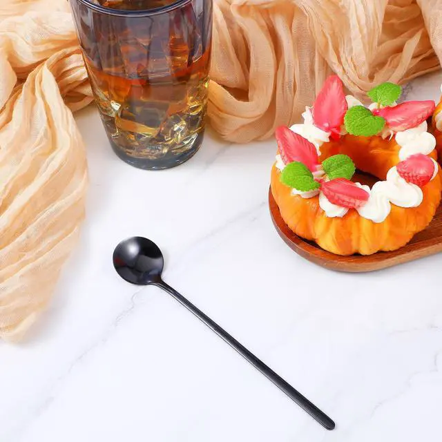 Alt view image 6 of 7 - 4Pcs Satin Black Stainless Steel Coffee Spoons, 6.7 Inches Coffee Spoons Iced Teaspoon Espresso Stirring Spoon, Matte Black Teaspoons Dessert Spoon