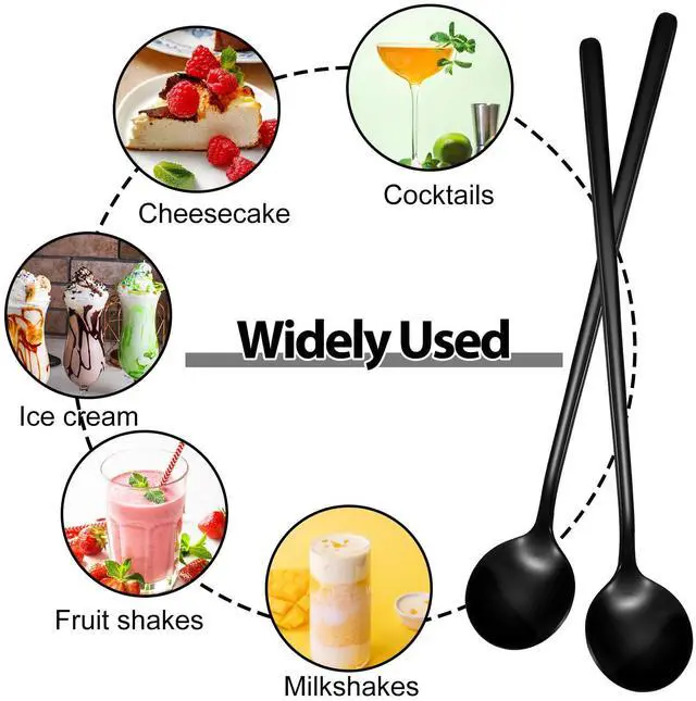 Alt view image 7 of 7 - 4Pcs Satin Black Stainless Steel Coffee Spoons, 6.7 Inches Coffee Spoons Iced Teaspoon Espresso Stirring Spoon, Matte Black Teaspoons Dessert Spoon
