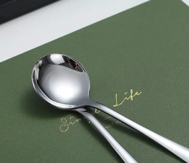 Alt view image 5 of 7 - 6-Piece Stainless Steel Round Soup Spoons - Dinner & Table Spoons, Silverware Set, Dishwasher Safe
