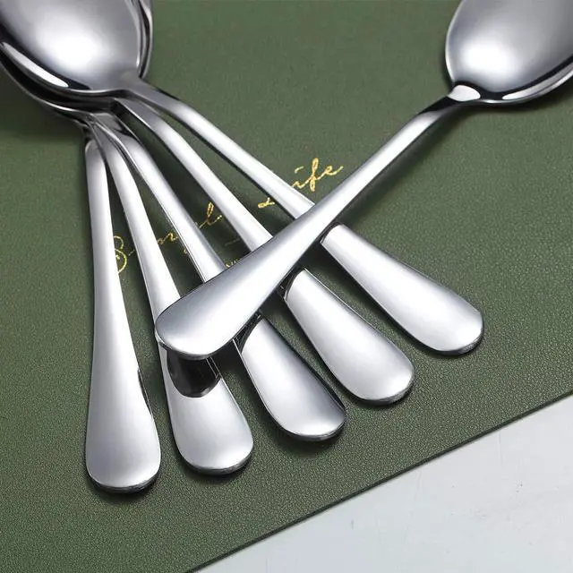 Alt view image 7 of 7 - Dinner Spoons, Kyraton 6 Pieces 7.5" Stainless Steel Table Spoon, Soup Spoons, Dessert Spoons Sliverware Dishwasher Safe Set of 6