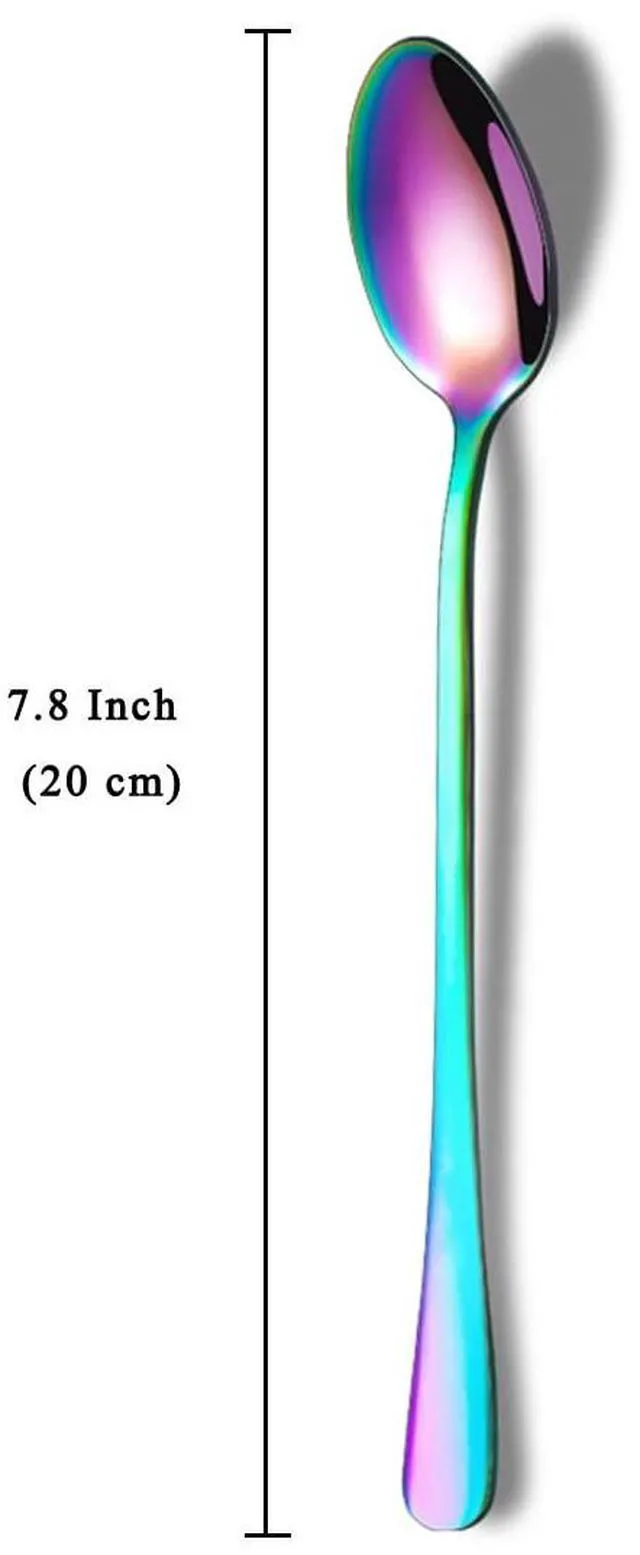 Alt view image 2 of 7 - Rainbow Long Handle Spoons, Coffee Stirrers, Premium Stainless Steel Coffee & Tea Spoons, Set of 8 (Colorful)