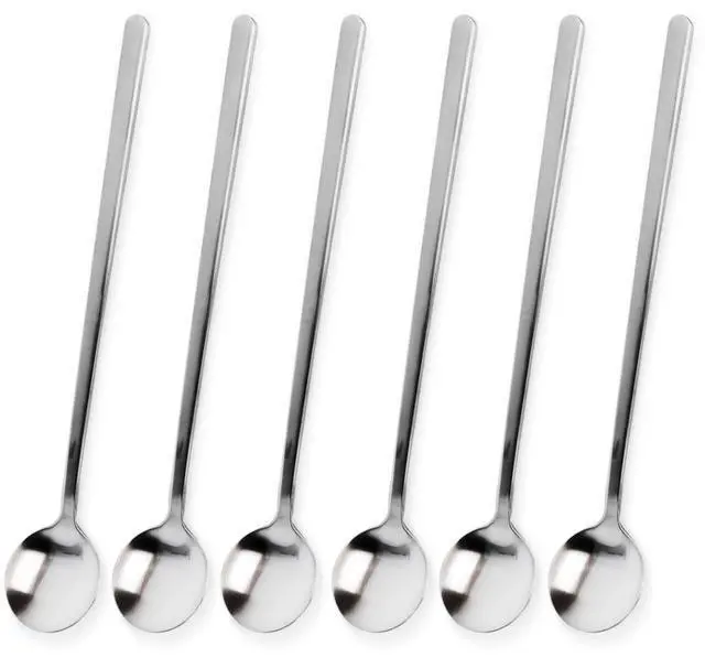 Main image of 6PCS 6.69 Inches Silver Coffee Spoons, Long Handle Stainless Steel Stirring Spoons for Espresso, Tea, Dessert, Ice Cream, Cake - Bar & Home Accessories