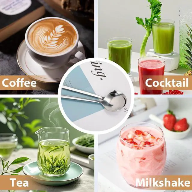 Alt view image 6 of 6 - 6PCS 6.69 Inches Silver Coffee Spoons, Long Handle Stainless Steel Stirring Spoons for Espresso, Tea, Dessert, Ice Cream, Cake - Bar & Home Accessories