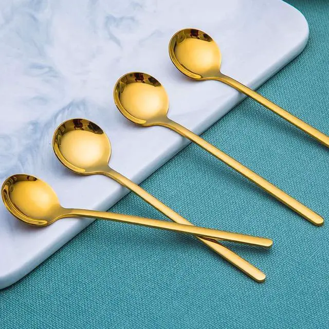 Alt view image 2 of 7 - Pack of 6, Gold Plated Stainless Steel Espresso Spoons,lyfLux Mini Teaspoons Set for Coffee Sugar Dessert Cake Ice Cream Soup Antipasto Cappuccino, 5.3 Inch
