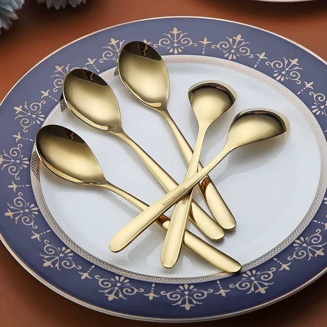 Alt view image 3 of 7 - Gold Teaspoons, 6 Piece Silverware, Stainless Steel Small Spoons for Home, Kitchen or Restaurant, Dishwasher Safe (6.6 Inches)