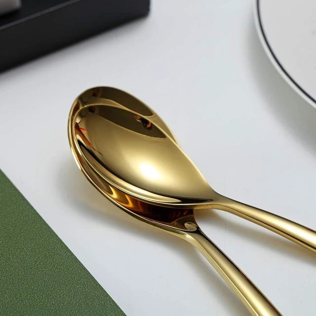 Alt view image 6 of 7 - Gold Teaspoons, 6 Piece Silverware, Stainless Steel Small Spoons for Home, Kitchen or Restaurant, Dishwasher Safe (6.6 Inches)
