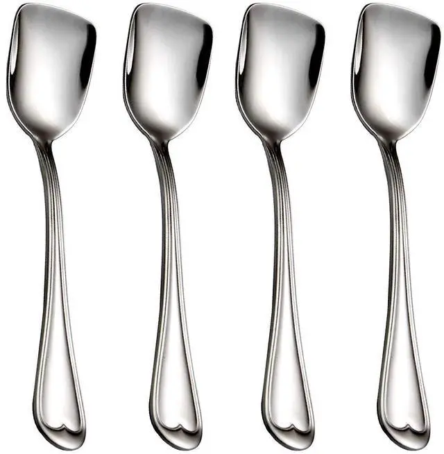 Main image of Dessert Spoons,18/10 Stainless Steel Spoon Set of 4, Square Head Ice Cream Spoons for Tea, Dessert, Sugar