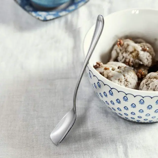 Alt view image 6 of 7 - Dessert Spoons,18/10 Stainless Steel Spoon Set of 4, Square Head Ice Cream Spoons for Tea, Dessert, Sugar