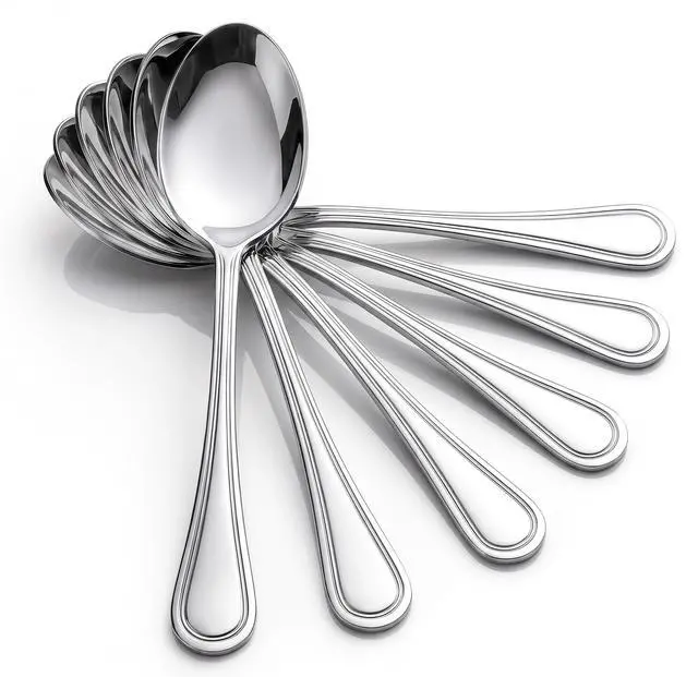 Main image of Teaspoon Set of 6, Stainless Steel 6.1 Inch Coffee Spoons with Elegant Line Handle for Home, Cafe, Restaurant, Dessert, Ice Cream, Dishwasher Safe