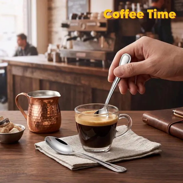 Alt view image 4 of 7 - Teaspoon Set of 6, Stainless Steel 6.1 Inch Coffee Spoons with Elegant Line Handle for Home, Cafe, Restaurant, Dessert, Ice Cream, Dishwasher Safe