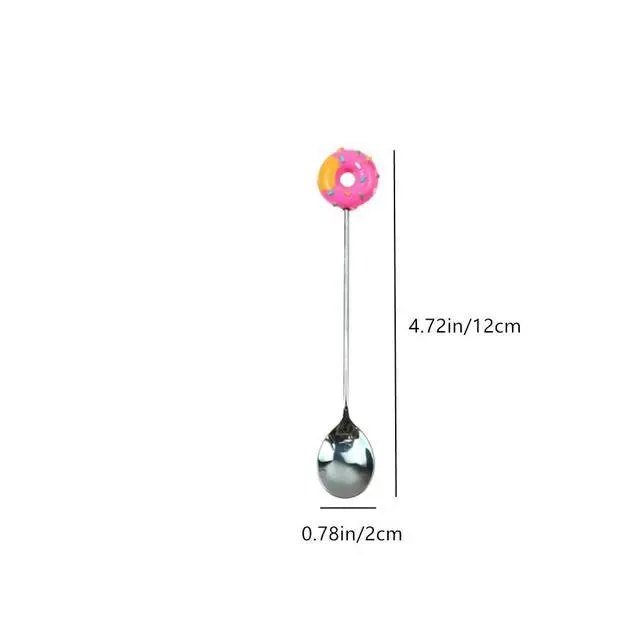 Alt view image 2 of 7 - Stainless Steel Stirring Spoons, Cute Doughnut Coffee Spoon for Ice Cream Tea Sugar, Mini Donut Dessert Stirrers Mixing Teaspoons for Tableware Kitchen Tools (4 Pack)