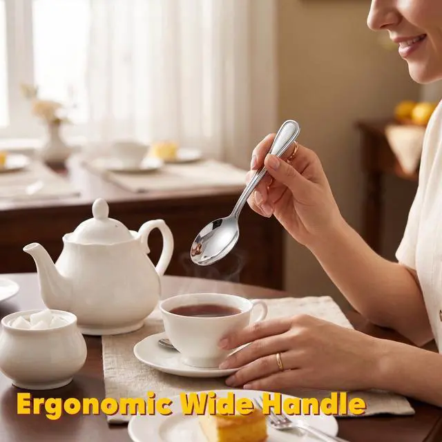 Alt view image 7 of 7 - Teaspoon Set of 6, Stainless Steel 6.1 Inch Coffee Spoons with Elegant Line Handle for Home, Cafe, Restaurant, Dessert, Ice Cream, Dishwasher Safe