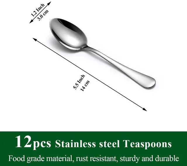 Alt view image 2 of 7 - Demitasse Espresso Spoons 12 Pieces 5.5", Berglander Stainless Steel Mini Spoons Set for Coffee, Dessert, Ice Cream, Metal Cutlery Spoon for Home, Kitchen, Restaurant Café, Dishwasher Safe