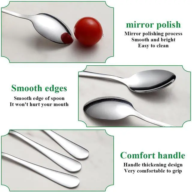 Alt view image 4 of 7 - Demitasse Espresso Spoons 12 Pieces 5.5", Berglander Stainless Steel Mini Spoons Set for Coffee, Dessert, Ice Cream, Metal Cutlery Spoon for Home, Kitchen, Restaurant Café, Dishwasher Safe