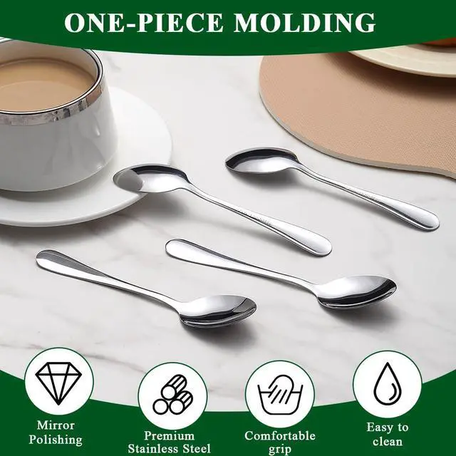 Alt view image 5 of 7 - Demitasse Espresso Spoons 12 Pieces 5.5", Berglander Stainless Steel Mini Spoons Set for Coffee, Dessert, Ice Cream, Metal Cutlery Spoon for Home, Kitchen, Restaurant Café, Dishwasher Safe