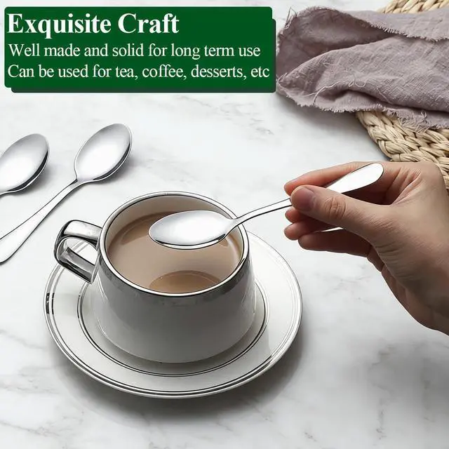 Alt view image 7 of 7 - Demitasse Espresso Spoons 12 Pieces 5.5", Berglander Stainless Steel Mini Spoons Set for Coffee, Dessert, Ice Cream, Metal Cutlery Spoon for Home, Kitchen, Restaurant Café, Dishwasher Safe