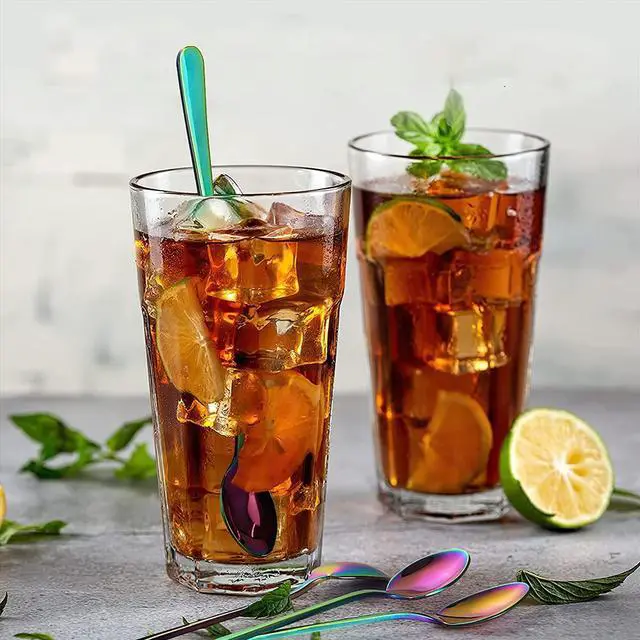 Alt view image 3 of 7 - Rainbow Long Handle Iced Tea Spoons, 9-Inch Ice Cream Coffee Stirring Spoons, Set of 4