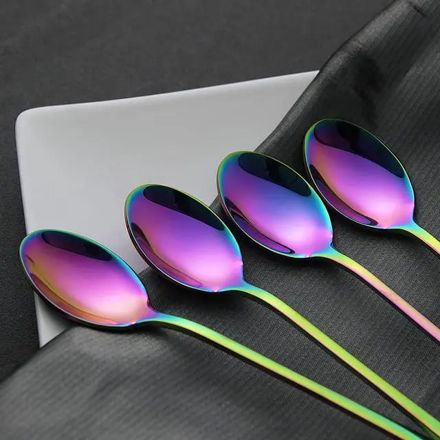 Alt view image 7 of 7 - Rainbow Long Handle Iced Tea Spoons, 9-Inch Ice Cream Coffee Stirring Spoons, Set of 4