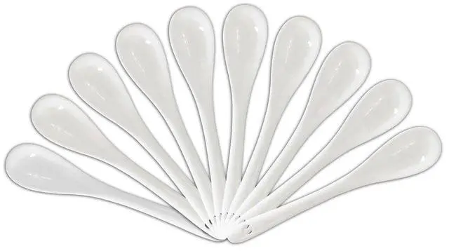 Main image of White Porcelain Spoons Coffee, Tea, Yogurt and Ice-cream, Cutlery Fitting Ceramic Spoons 5 Inch Set of 10