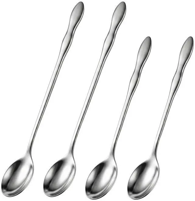 Main image of Long Handle Iced Tea Spoon Set,4pcs Stainless Steel Ice Tea Spoon,7.9&10.3Inch Long Spoon for Stirring, Ice Cream, Coffee, Desserts, Cocktail