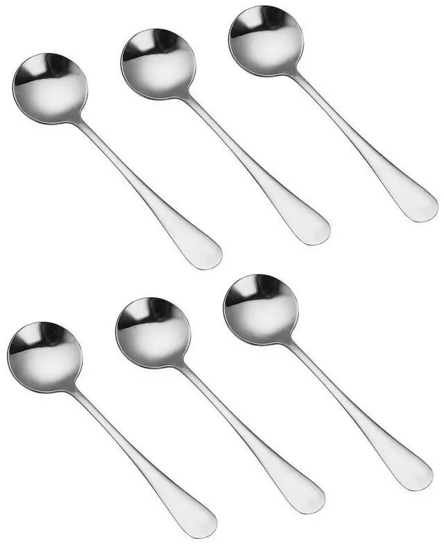 Main image of 6-Piece Soup Spoon Set Bouillon Spoon Flatware Stainless Steel Mirror Polishing 6.5-Inch 16.6cm, Ideal for Home, Kitchen and Restaurant
