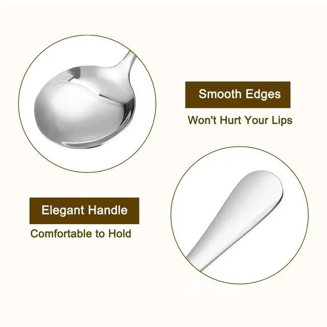 Alt view image 3 of 7 - 6-Piece Soup Spoon Set Bouillon Spoon Flatware Stainless Steel Mirror Polishing 6.5-Inch 16.6cm, Ideal for Home, Kitchen and Restaurant